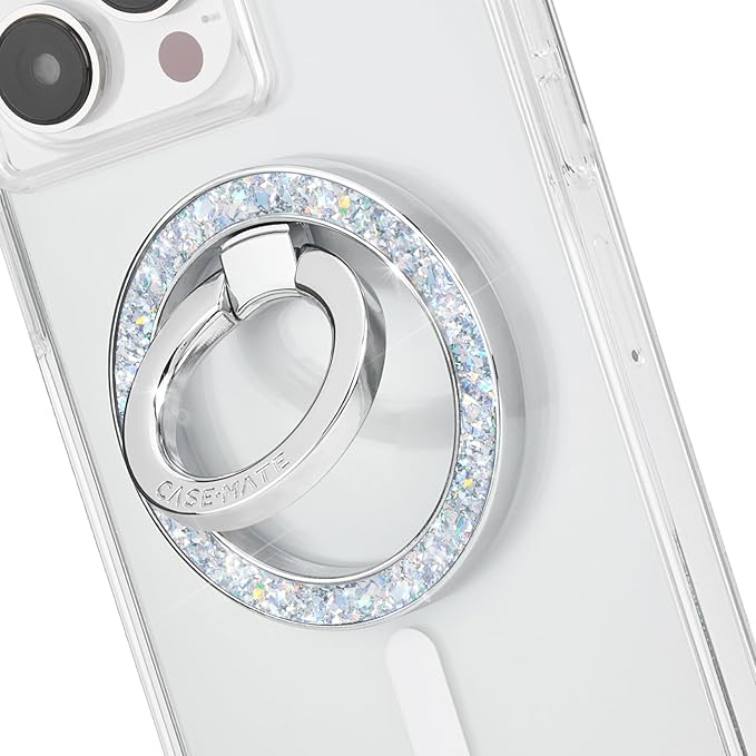 Case-Mate Magnetic Phone Ring Holder & iPhone MagSafe Stand - Removable MagSafe Phone Holder for Hand - Thin Collapsible Grip Ring for iPhone 17 Pro Max /16 Pro Max/15/14/13/S25 Ultra - Twinkle Disco