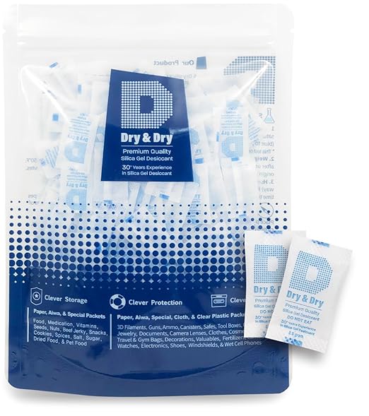 Dry & Dry 0.5 Gram [200 Packets] Silica Gel Packets Desiccants, Silica Packets - Rechargeable Silica Gel Packs, Desiccants Packets, Silica Gel