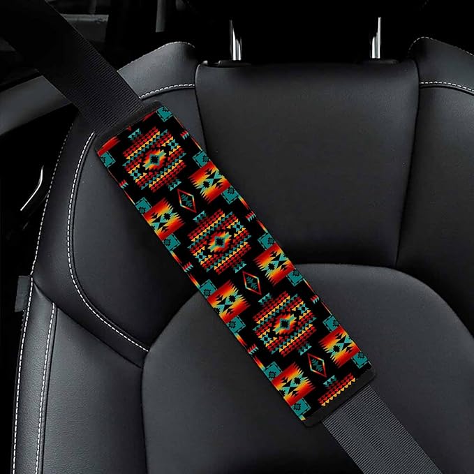 Red Native American Adults Car Seat Belt Covers for Boys and Girls, Carseat Shoulder Padding Soft Car Seat Neck Cover Car Accessories Seat Straps Pads Strap Cover Decoration Accessory for Women Men