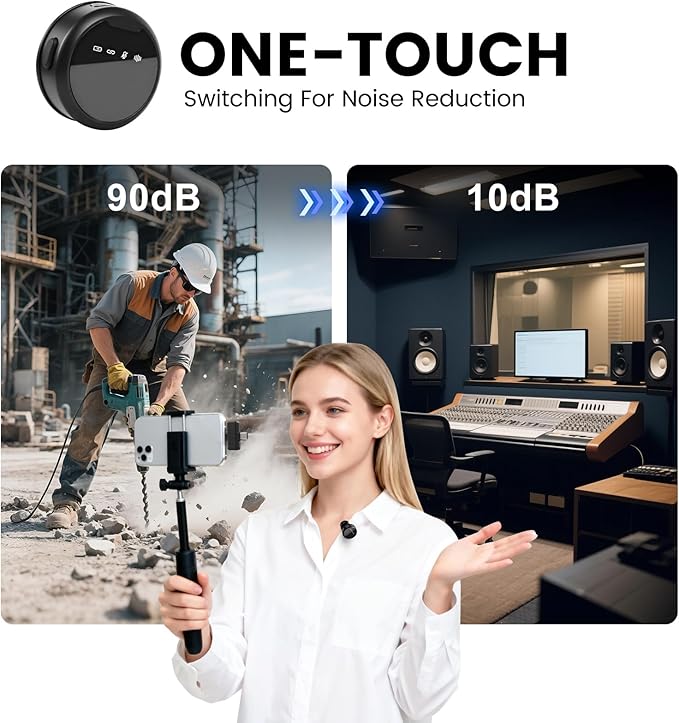 Wireless Lavalier Microphones for iPhone/Android/iPad, Mini Microphones with Noise Reduction, 2.4GHz, Magnetic Clip, Lapel Mics Wireless for Video Recording, Streaming, Vlogging, YouTube Tiktok, 131FT