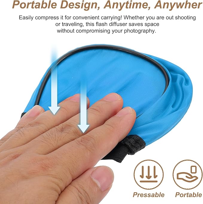 PATIKIL 3.7" x 3.5" Soft Mini Flash Diffuser Cap, 2 Pack Universal Elastic Flash Diffuser Cover for DSLR Camera Flashlight, Blue