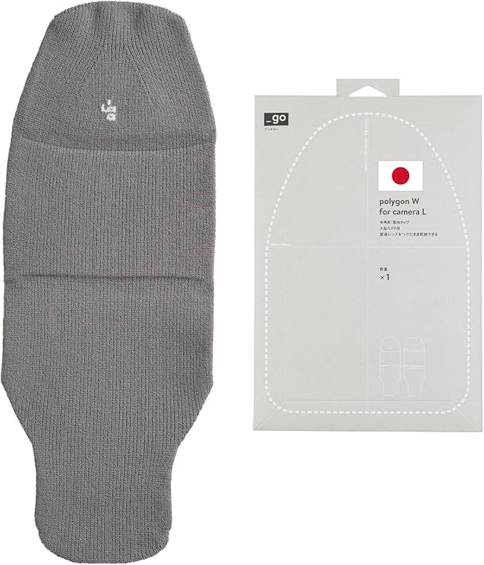 PACKING KNIT_GO Camera Cover, Polygon W, Made in Japan, L size, Light Gray