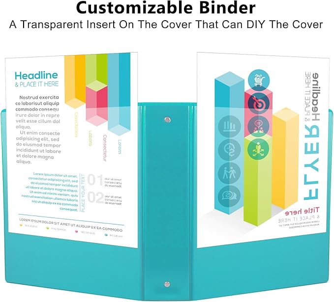 CIXILDTS 1.5-inch Round Ring Binder, Durable 1-1/2" 3 Ring Binder Fit Letter Size Paper, Light Blue, 6-Pack