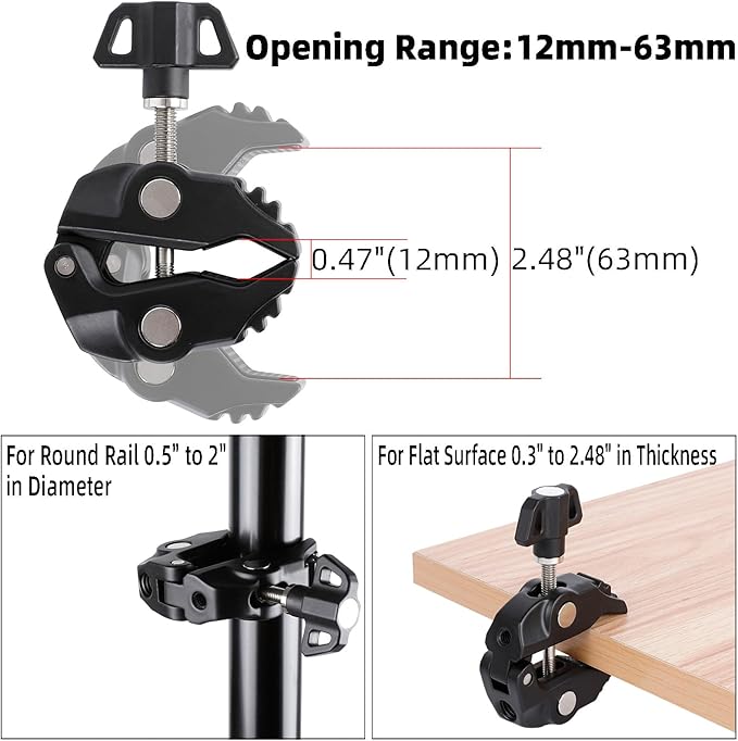 Tablet Holder with Super Clamp&10″ Long Aluminum Alloy Magic Arm for Microphone Stand, Side Mount iPad Mic Music Stand Holder Compatible with iPad Pro 12.9 Air Mini/Nexus/Samsung Galaxy Tab