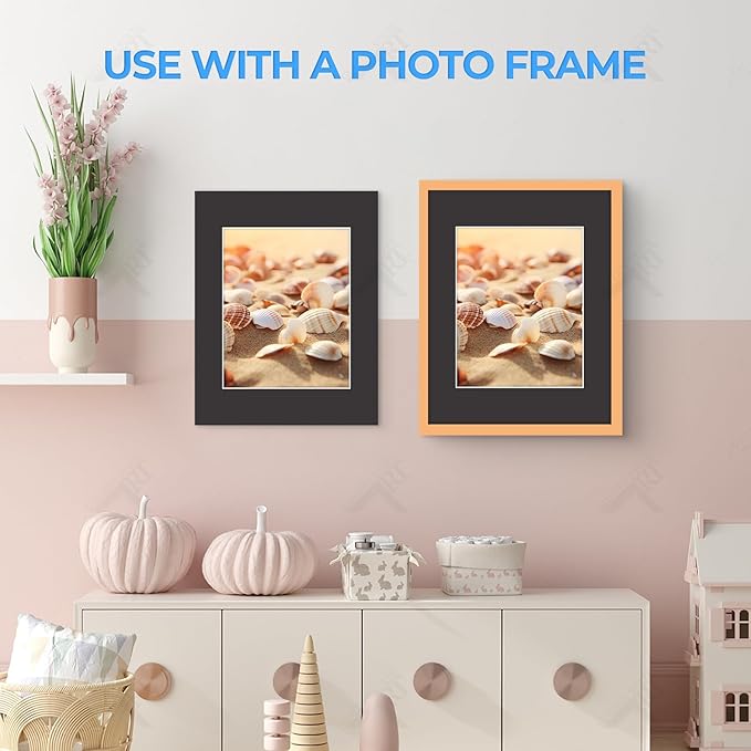 Golden State Art, Acid Free, Pack of 25 11x14 Black Picture Mats Mattes with White Core Bevel Cut for 8x10 Photo + Backing + Bags