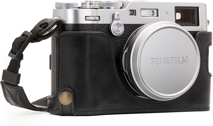 Megagear Fujifilm X100F Ever Ready Genuine Leather Camera Half Case And Strap, With Battery Access - Black - MG1281