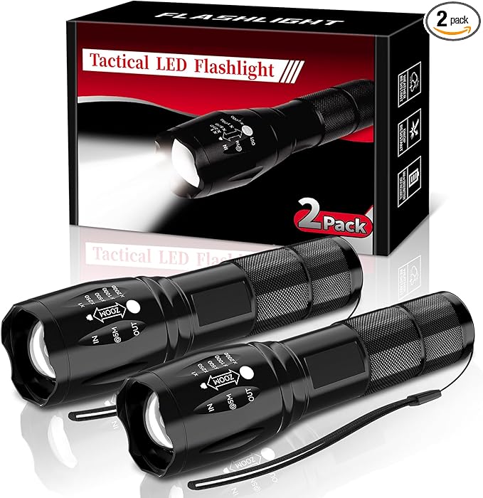BESTSUN LED Flashlight 2 Pack, Small Flashlights Powerful High Lumens 5 Modes, Waterproof Zoomable Mini Flash Light for Home Emergencies Camping Essentials, Christmas Stocking Stuffers Gifts for Men
