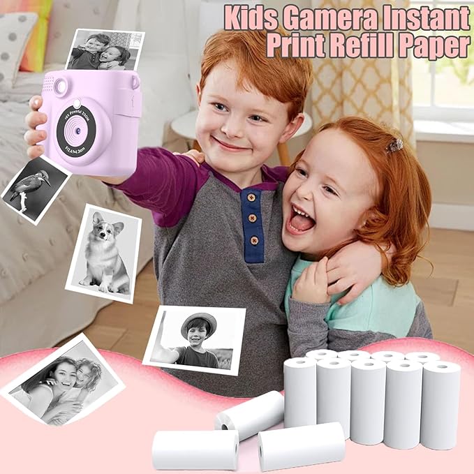12 Rolls Kids Instant Camera Refill Print Paper, HD Photo Print Camera Print Paper roll refill for Most Kids Instant Camera - Paper Only (57X25mm)