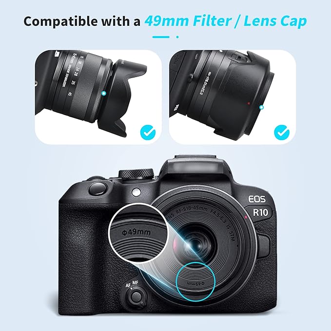 JJC Camera Lens Hood Shade for Canon EF-M 15-45mm f/3.5-6.3 is STM & RF-S 18-45mm f/4.5-6.3 is STM Lens on Canon EOS R100 R50 M50 M50 Mark II M5 M6 M6 Mark II M200 M100 Replaces Canon EW-53 Hood