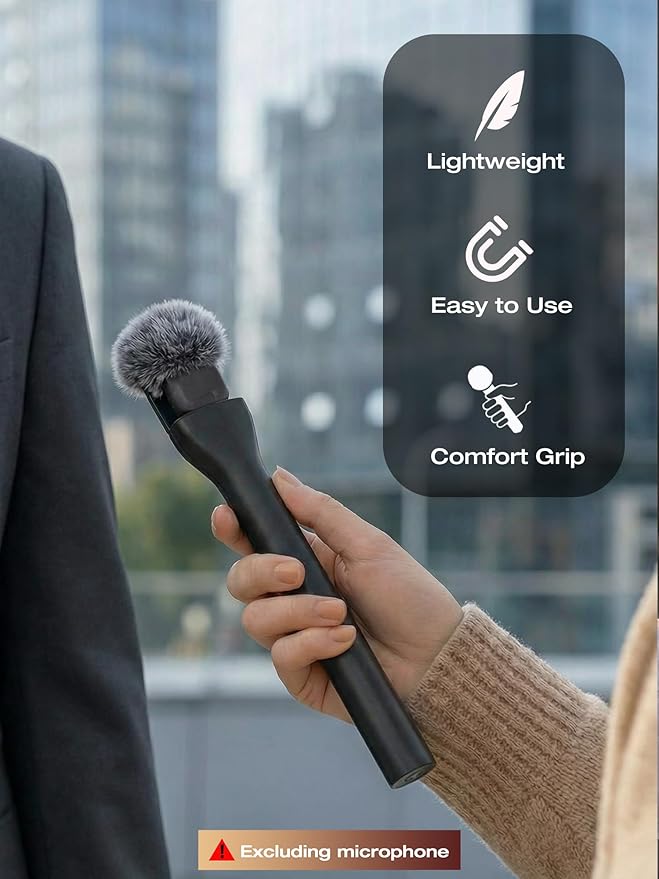 SUNMON Wireless Microphone Magnetic Holder Compatible with DJI Mic 3 (Mini/1/2), Interview Holder for Rode Wireless Micro/GO 2/ME/Pro (1 Universal Foam Cover, 2 Furry Windscreen Only for DJI Mic 3)