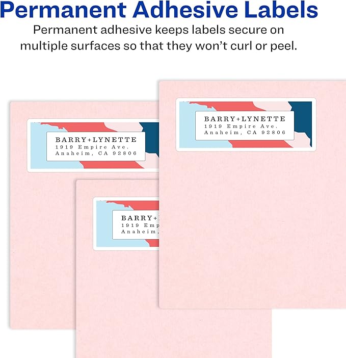 Avery Return Address Labels, Inkjet Printers, 1,500 Labels, 2/3 x 1-3/4, Permanent Adhesive, 5 Packs (8195)