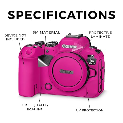 Camera Skin Compatible with Canon EOS R6 Mark II Camera (2022) - Solid Hot Pink - Premium 3M Vinyl Protective Wrap Decal Cover - Easy to Apply | Crafted in The USA by MightySkins