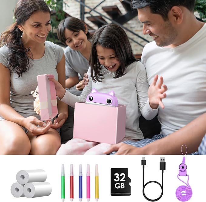 Kids Camera Instant Print, 3.0" HD Screen Kids Instant Cameras, Christmas Birthday Gifts for Girls Boys 3 4 5 6 7 8 9 10 Year Old, Portable Toddler Travel Toys with 32GB Card & 3 Rolls Printer Paper