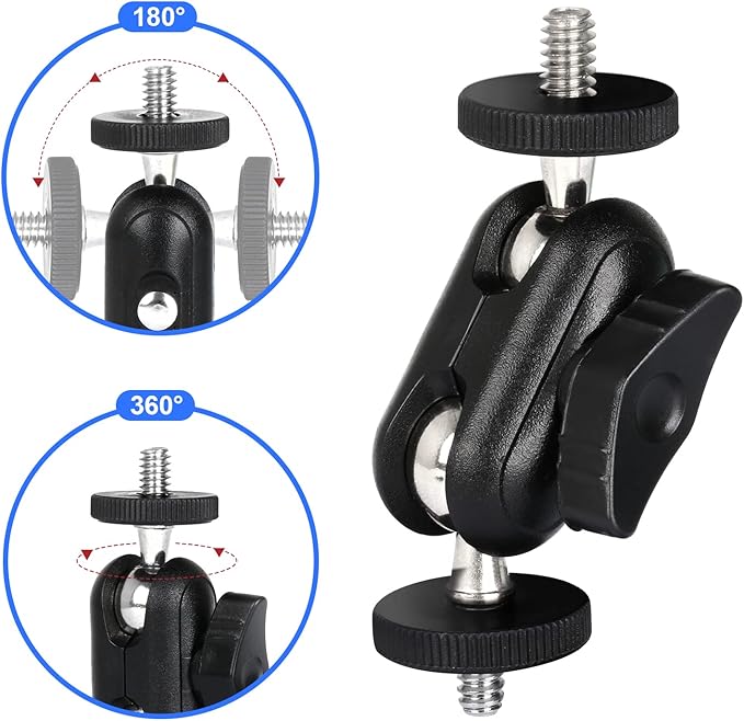 HSU Magic Arm with Dual Ball Head (1/4"-20 Screw) Adjustable Universal Extension Magic Arm for Monitor, Microphone, GoPro (2 Pack)