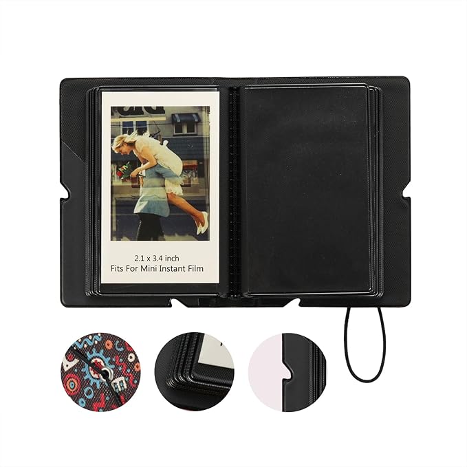 Mini 2x3 Small Polaroid Photo Album Book For 3 Inch Fujifilm Instax Mini 12 11 9 99 8 7+ 40 EVO Camera Film, HP Sprocket, K-pop Photocards. (Simple Ethnic, 2 Pack)