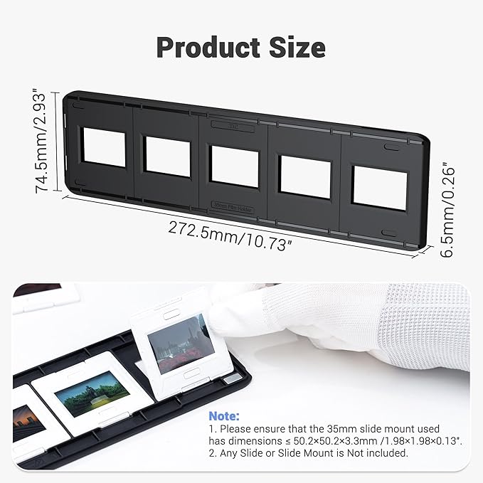 JJC Slide Mount Holder for 35mm Compatible with Film Scanners Copying Equipment, Holds 5 Negative Frames On Digitizing Adapter Set