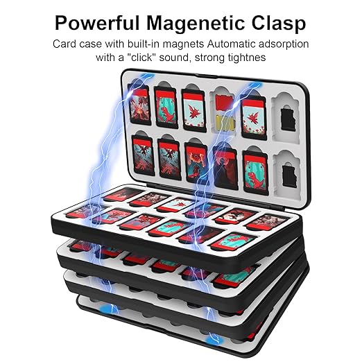 iPLYGAM Switch Game Case Holder for Nintendo Switch 2/OLED/Lite with 96 Cartridge Slots and 160 Micro SD Card Storage, Portable Game Protective Organizer Traveler Gift Accessories
