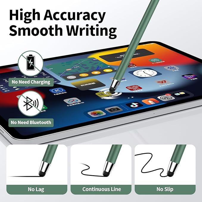 Stylus Pen for Touchscreen,5 PCS Stylus,2-in-1 Stylus Pen for iPad, High Sensitivity Precision Suitable for Touch Screens of iPhone/ipad/Android Tablet(Black/White/Gray/Gold/Dark Green)
