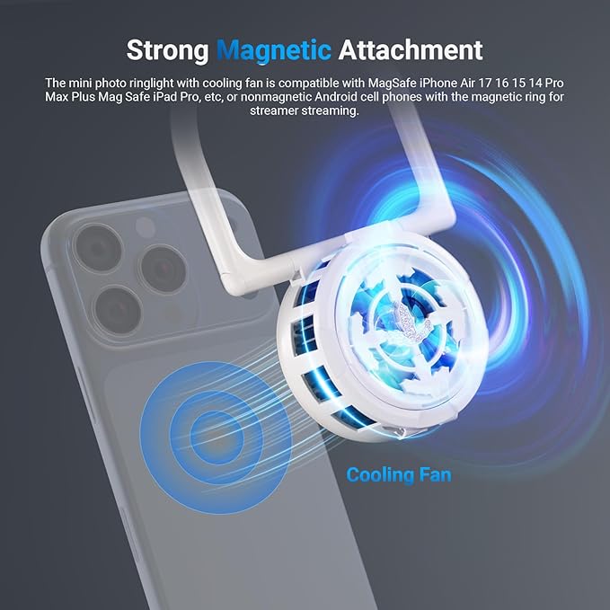 NEEWER Entry Level Version N36 Magnetic Selfie Ring Light & Phone Cooler Compatible with MagSafe iPhone, 4W Bi Color Foldable Small Plastic LED Fill Lighting 800mAh/CRI80+ for Video Recording Makeup
