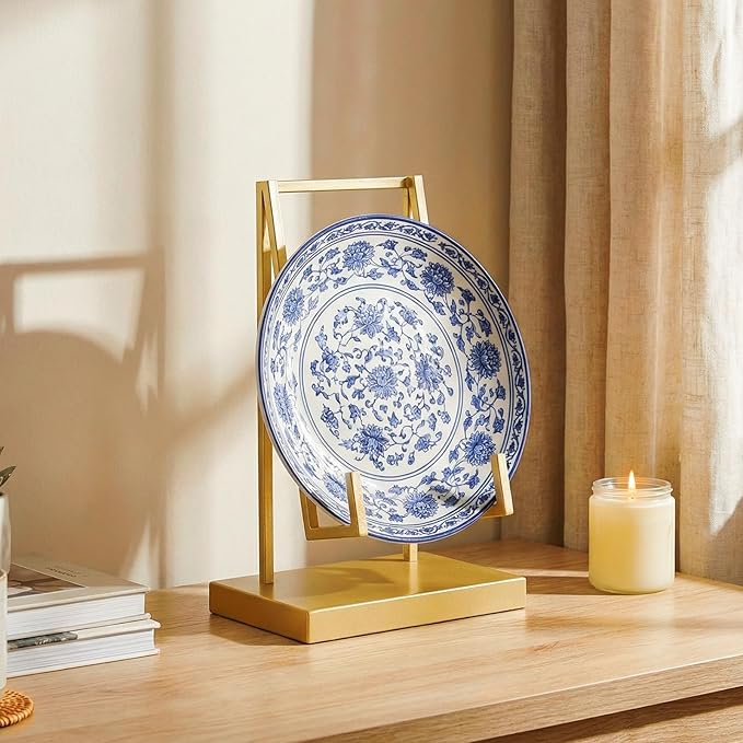 Shimeyao Metal Display Easel Stand Gold Tabletop Easel Stand Modern Abstract Tabletop Display Holder for Books Plate Photo Frame Artwork Record Albums(8 x 5 x 3 Inch)