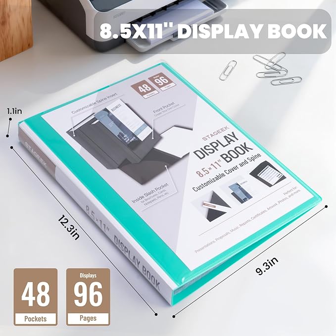 STAGEEK 48-Pocket Portfolio Binder Display 96 Pages, 8.5x11 Binder with Plastic Sleeves, Art Portfolio Folder with Clear Sheet Protectors, Presentation Book for Artwork, Document Organizer