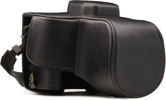 MegaGear Leather Camera Case Compatible with Canon EOS Rebel SL3, Kiss X10, Rebel SL2, Kiss X9 18-55mm Lens