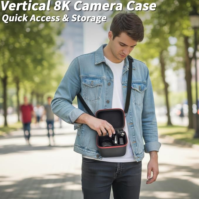 Camera Case for 2025 Upgraded 8K Digital Camera, Vertical Autofocus Vlogging Camera Storage Compatible with Duluvulu/ for XNSIAKXA/ for LIYTIFOR 88MP Cameras & Accessories with Shoulder Strap-Bag Only