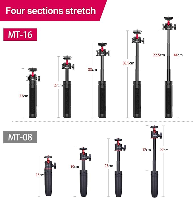 Ulanzi MT-16 Camera Tripod Stand Holder, Mini Tabletop Tripod Selfie Stick with Cold Shoe + ULANZI Smartphone Video Rig with Handles