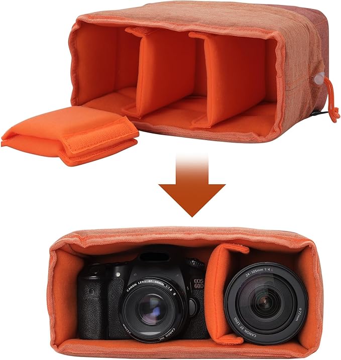 Koolertron Waterproof DSLR Camera Bag with Removable Insert, Adjustable Compartments, Fits in Camera Bags - Protective Case for DSLR/SLR Cameras & Accessories