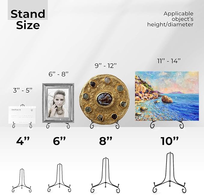 TR-LIFE Plate Stands for Display - 4 Inch Plate Holder Display Stand + Metal Easel Stand for Picture Frame, Decorative Plates, Book, Photo, Collectibles (2 Pack)