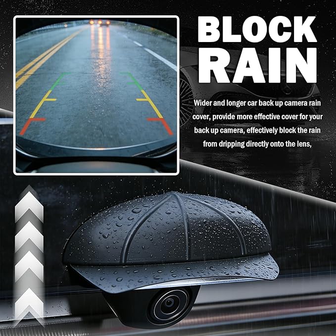 Baseball Cap Backup Camera Rain Shield for Car,Wider & Longer Car Reverse Camera Rain Cover as Cars Decorations to Block Rains Water,Silicone Rear View Backup Cameras Cover
