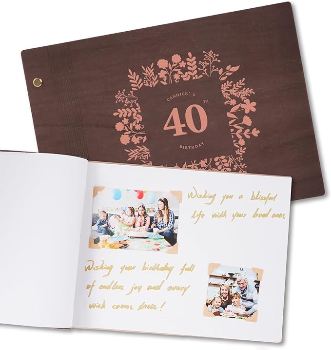 Custom Birthday Photo Album, Wooden Memory Photo Album, Birthday Guest Book Scrapbook to Capture Memories forever, Custom Gift