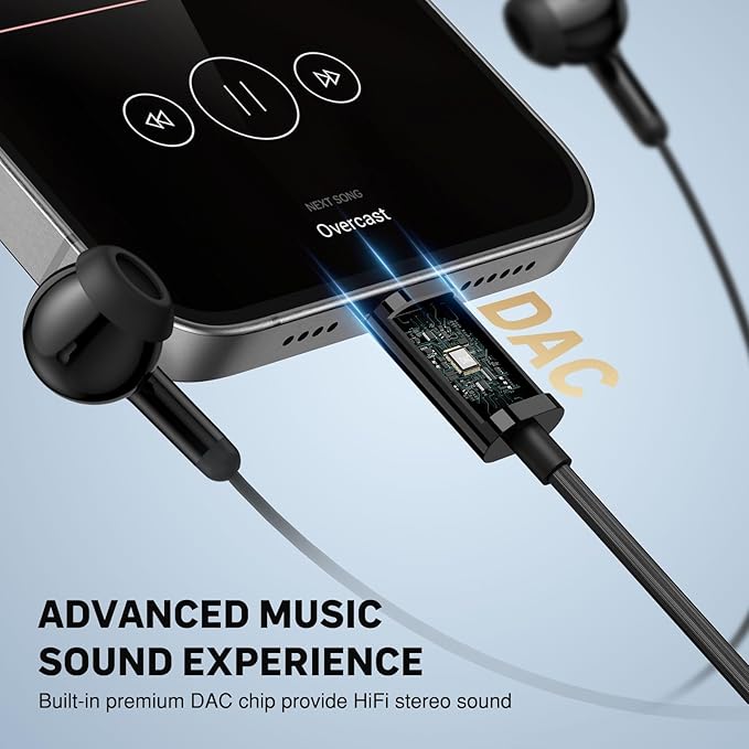 Wired Earbuds 3 EQ Mode USB C Headphones HiFi Bass Sound Type C Earphones Corded USBC Plug in Ear Buds for iPhone 17 Air 16 Pro Max 15 for Samsung/Galaxy S26 S25 S24 for Google/Pixel 10 9 8 Black