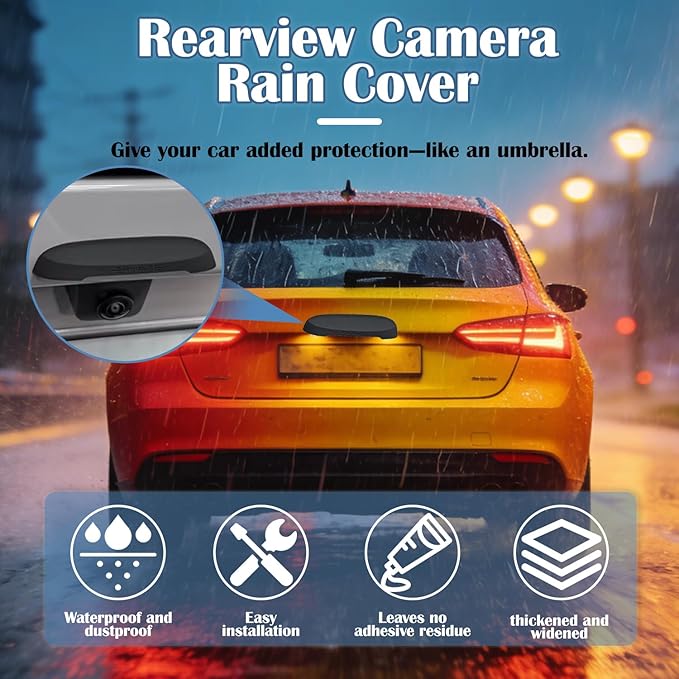 All-Weather Backup Camera Cover - Soft Silicone Rain Guard for Vehicle Reversing Cams, Universal Fit