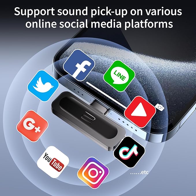 2 Pack Wireless Mini Lavalier Lapel Microphone for iPhone,iPad(Lightning) - 65ft Cordless Clip on Dual Mics with Noise Reduction 6H Working Time for Video Recording Vlogging, YouTube, Interview