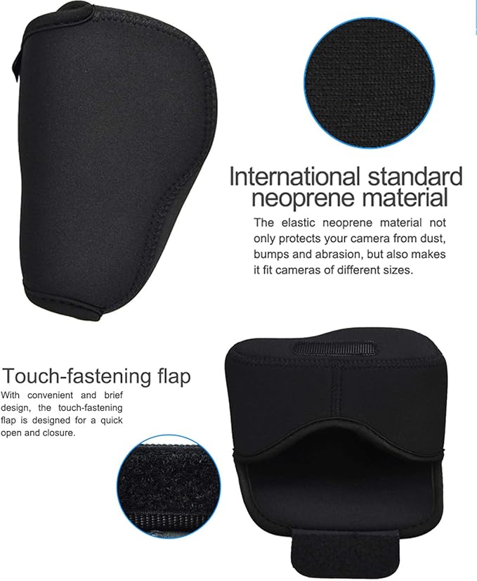 JJC Black Ultra Light Neoprene Camera Case, Compatible with X-E4 X-T30 II X-T30 X-T20 X-T10 +Short Prime Lens, 18mm F1.4/ 27mm F2.8/ 35mm F2, Pouch Bag Fuji X100V X100VI, Compact Size 127x85x84mm