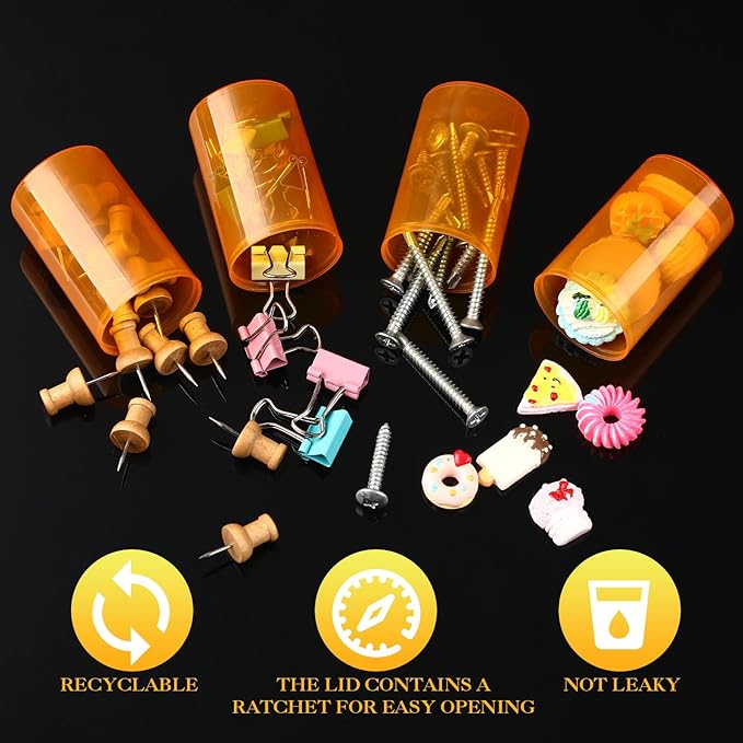 JOVITEC 30 Pack Plastic Film Canister Holder 35 mm Empty Camera Reel Containers Pill Medicine Bottles with Lids for Small Accessories, Prescription Medication, Vitamins, Coins, Art Beads(Yellow)