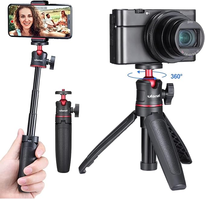 ULANZI MT-08 Extension Pole Tripod, Mini Selfie Stick Tripod Stand Handle Grip f Osmo Pocket3 Xtra Muse iPhone 17 11 Pro Max Smartphone Canon G7X Mark III Sony ZV-1 RX100 VII A6400 A6600 Cams Vlogging
