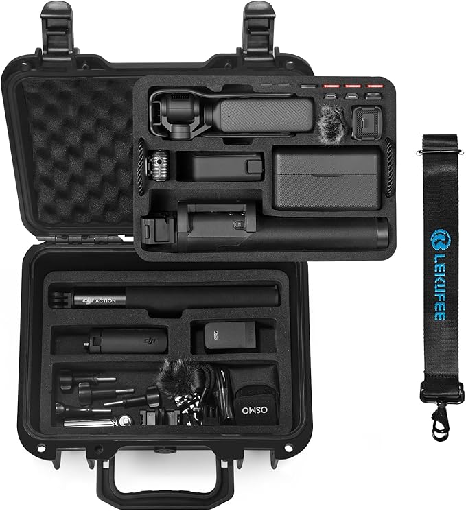 Lekufee Waterproof Hard Case for DJI Osmo Pocket 3, Mic 3/2/Mini, Creator Combo,Power Expansion Combo,Vlogging Camera and Accessories(Case Only)