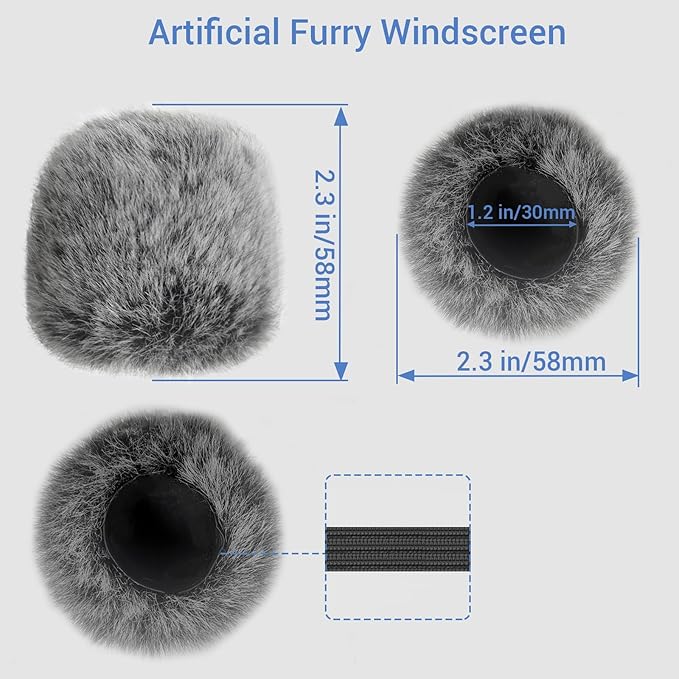 Cubilux Foam Cover & Furry Windscreen Pack Compatible with Shure SM57 Microphone, MIC Wind Muff, Windshield, Dead Cat, Pop Filter,Muff Windshield Windjammer Deadcat for Shure SM57 Microphone