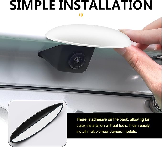 Car Rear View Camera Anti-Rain Cover, ABS Reversing Camera Protection Modification Accessory, Non-Destructive Installation Protective Cover, Universal for Most Cars (White)