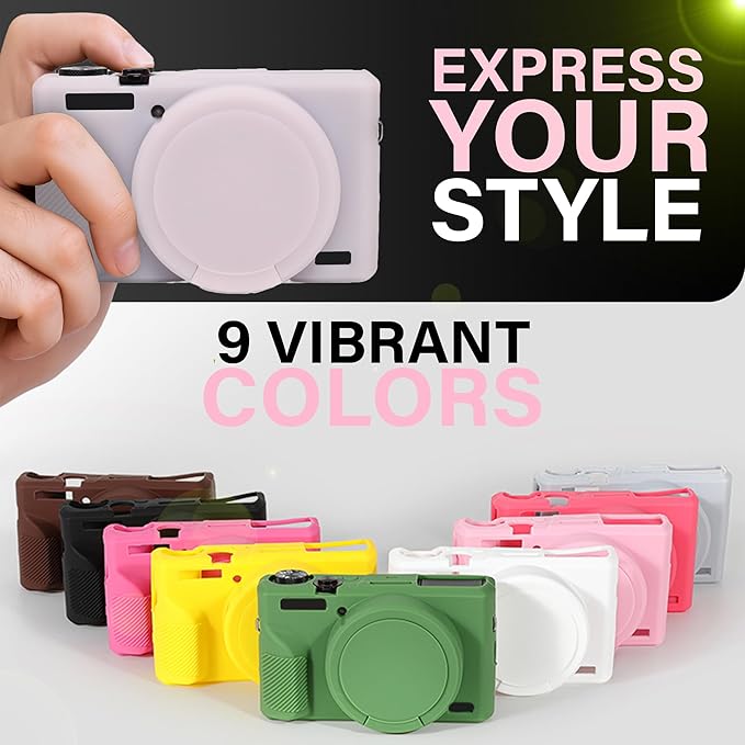 STSEETOP Camera Case for Canon PowerShot G7X Mark III - Protective Silicone DSLR Skin with Lens Cover, Detachable Cage, Shockproof, Dustproof (Jelly Pink)