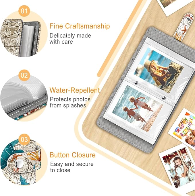 Lebrocoli Sea Turtle Small Photos Album for 2x3 Inch Films, 56 Pockets Mini Cute Albums Book for Polaroid Fujifilm Instax Mini Instant Camera Printer, Kpop Photocard Pictures Binders Holders Storage