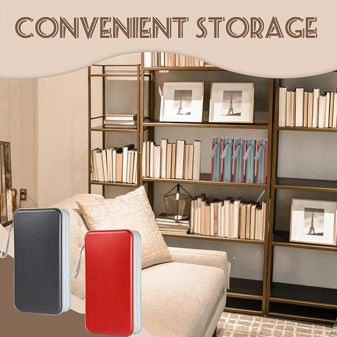 YILAG CD Case DVD Storage 2 Pack,100 Capacity DVD Cases Holder CD Storage Case Holders Plastic CD DVD Disc Case Storage Wallet Binder for Car Home Office Travel (Black&Red)