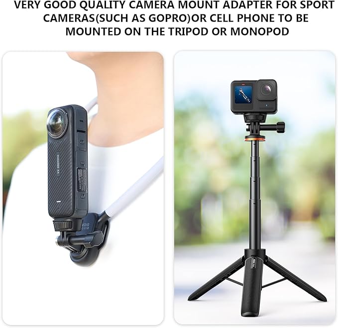 VRIG Tripod Mount Adapter, Plastics Camera Tripod Adapter 1/4"-20 Conversion Adapter Mounts Compatible with GoPro Hero Max/ Insta360 X5 X4 X3/ DJI Osmo 360 and Other Standard 1/4 inch Accessories