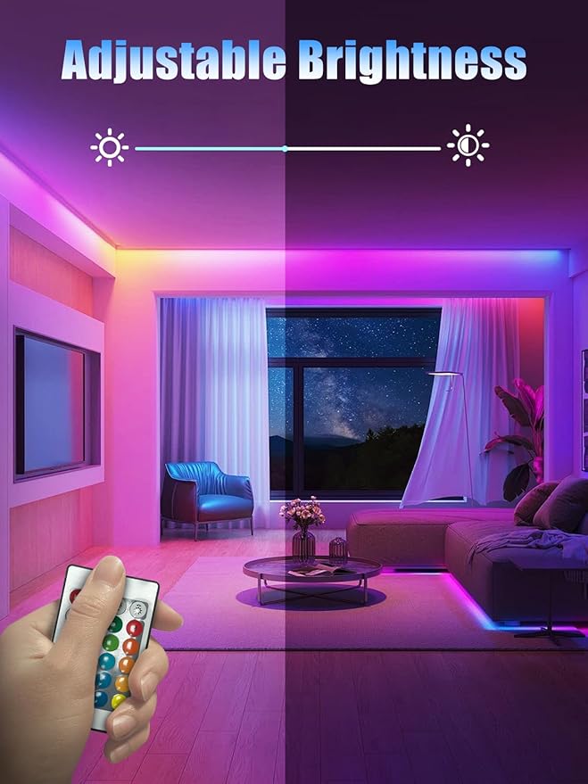 LED Strip Lights, 5V RGB Color Changing Light Strips with Remote Control, USB Powered Flexible LED Lights for Bedroom, TV, Living Room, Party, Home DIY Decoration (32.8Ft)