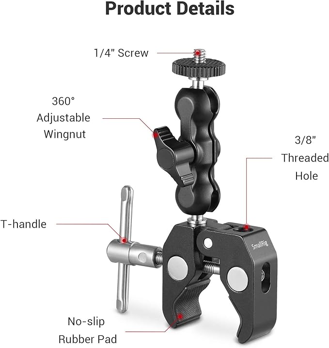 SmallRig Multi-Functional Ballhead Clamp Double Ball Adapter with Bottom Clamp - 2164