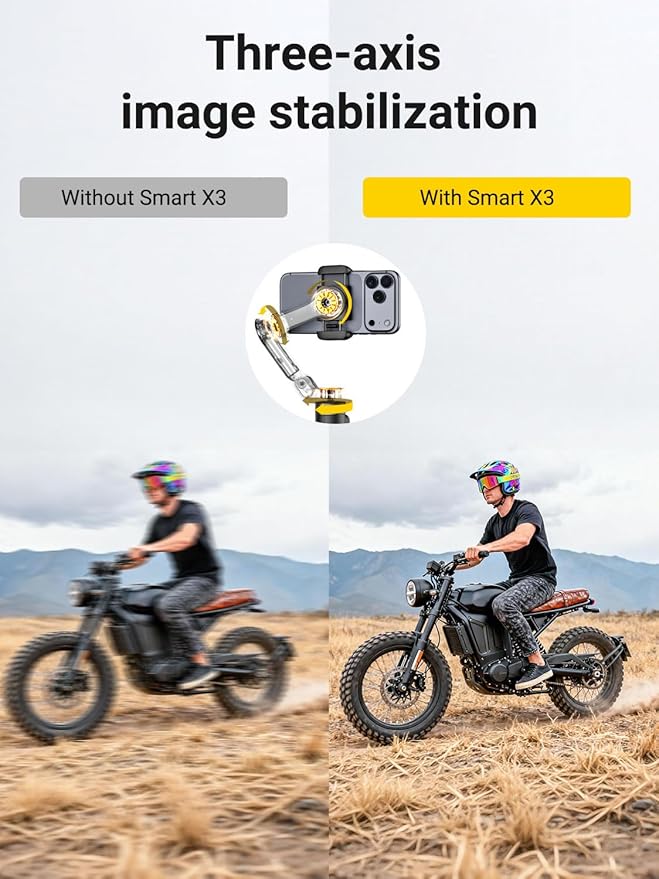 AOCHUAN 360° Pan Rotation Gimbal Stabilizer for iPhone, Magnetic Remote Control, 3-Axis Stabilizer w/Built-in Extension Rod & One-Touch Open Tripod, 3-in-1 Foldable Phone Gimbal for Vlogging, Travel