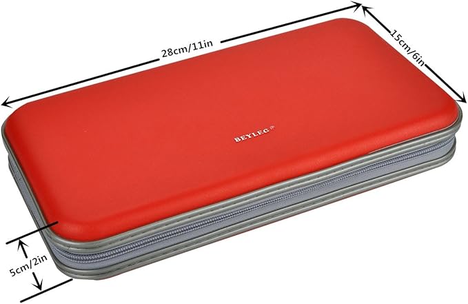 72 Capacity Heavy Duty CD DVD Blu-ray Media Case Storage Holder Organizer Wallet (Red)