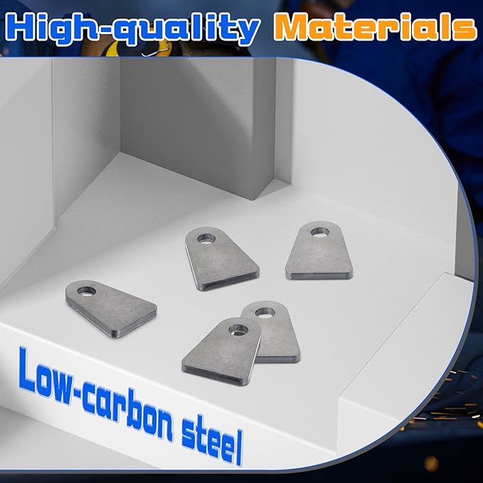 Hicarer 20 Pcs Steel Weld on Tab Universal Shock Mount Flat Tab Brackets Steel Gusset Welding Accessories, with a 1/2" Hole, 1/4" Thick (Flat Mount)